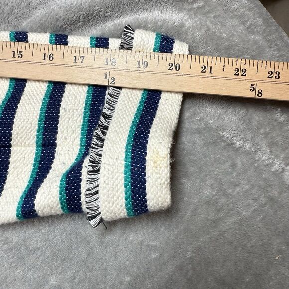 Talbots Striped Fringe Jacket Women’s 14 White Teal Blue Cotton Office Chic - Picture 8 of 14